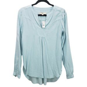 NWT Loft Light Blue/Green Long Sleeve Rayon Blouse